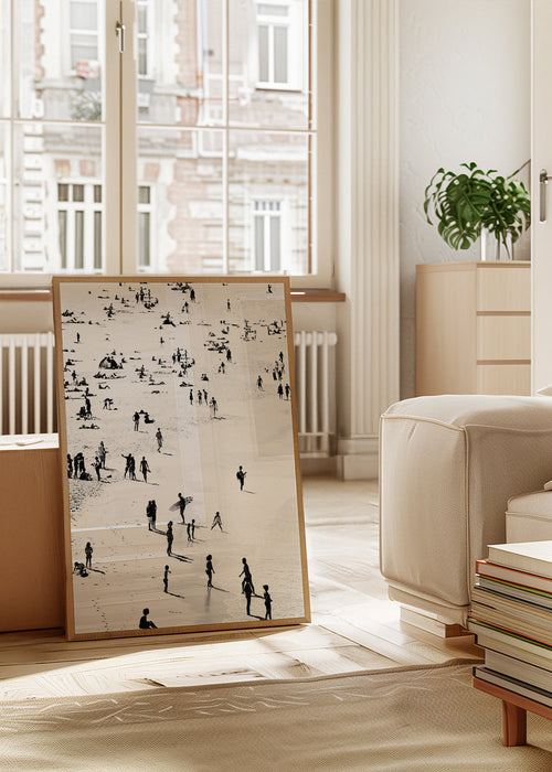 Quadro de paisagem praia silhuetas