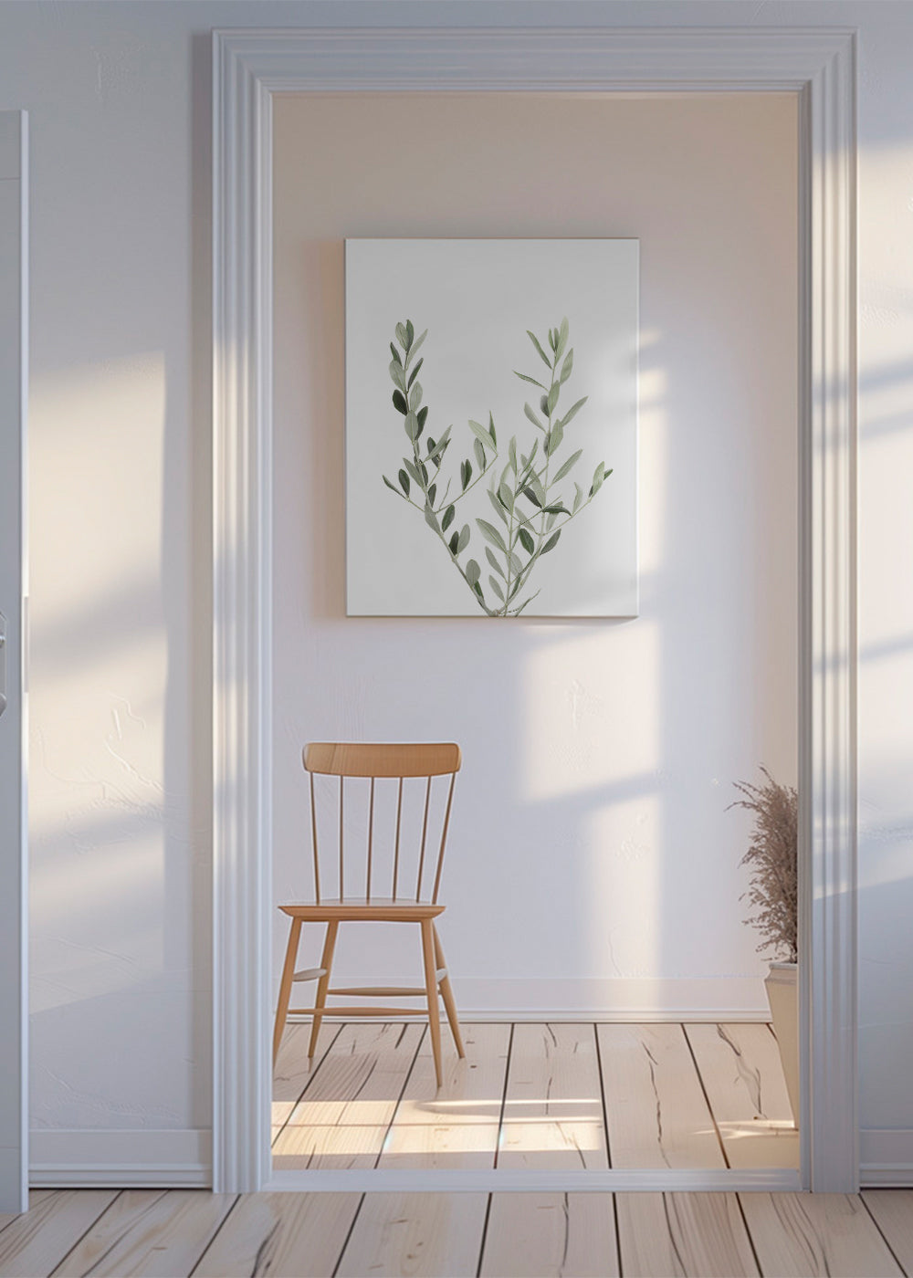 Estampa botânica ramo de oliveira minimal