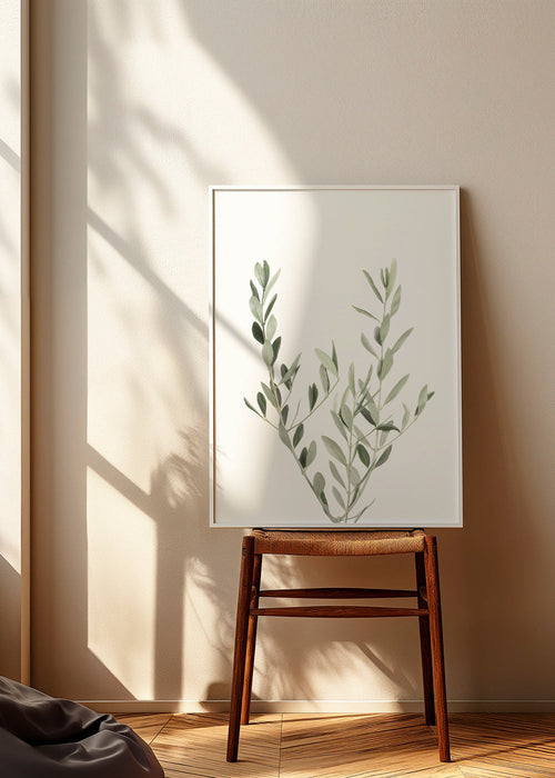 Estampa botânica ramo de oliveira minimal