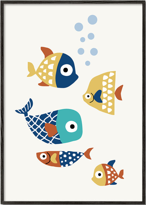 Estampa infantil de peixes divertidos