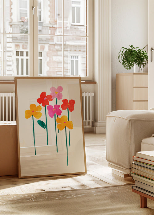 Estampa botânica flores em aquarela divertidas