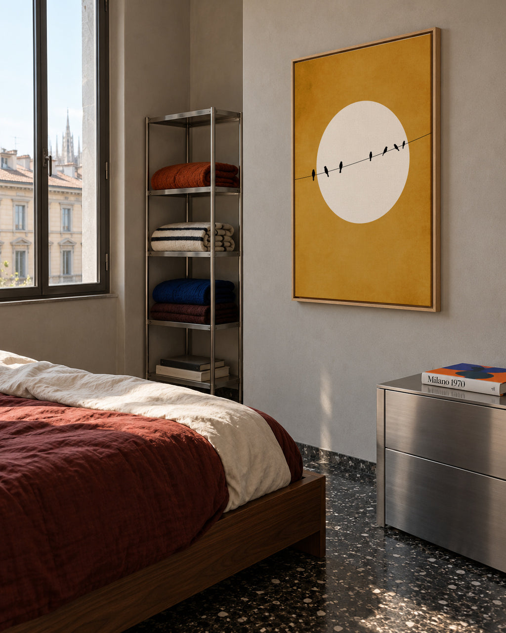 Chirping And Chilling (At Night) - Framed canvas in an interior