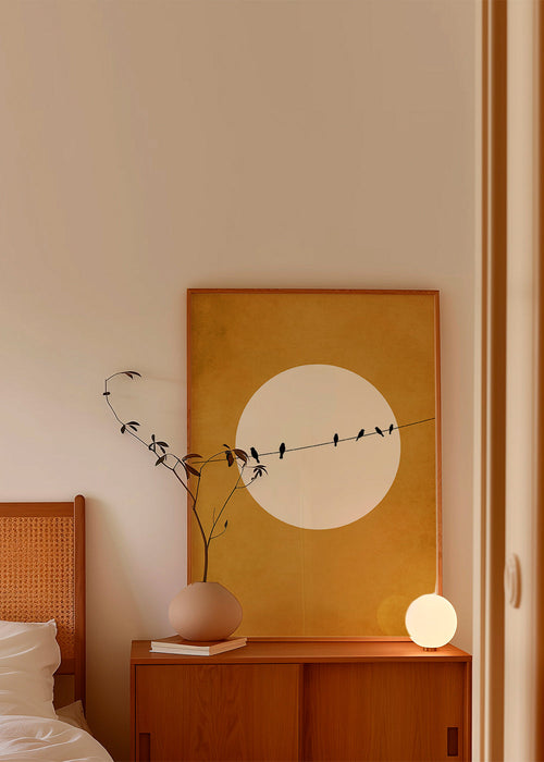 Quadro silhuetas de pássaros num fio