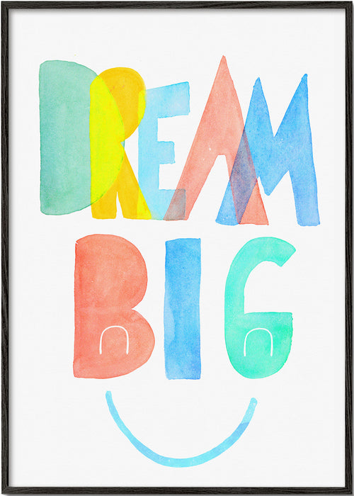 Ilustração tipográfica aquarela 'Dream Big'
