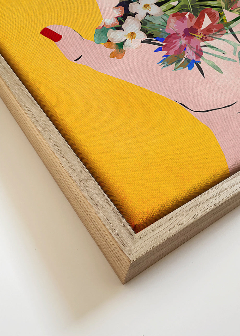 Estampa botânica mãos com flores sobre amarelo
