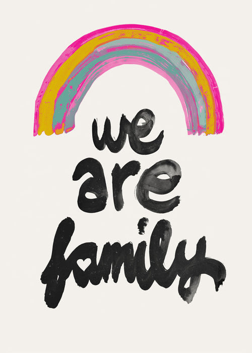 Ilustração 'We are family' arco-íris pintado