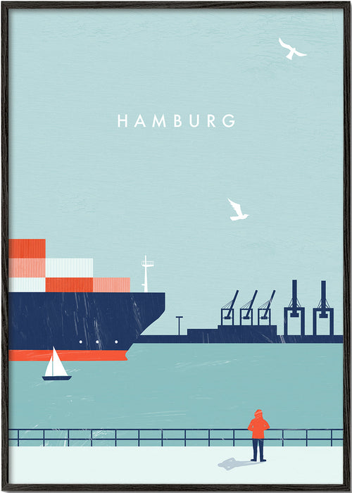 Quadro de cidades Hamburg porto ilustrado