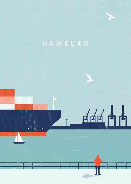 Quadro de cidades Hamburg porto ilustrado