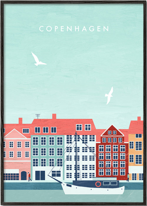 Arte para cidade Copenhagen com barco no cais