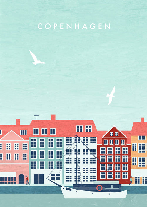 Arte para cidade Copenhagen com barco no cais