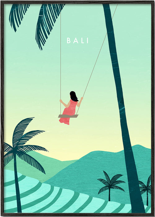 Arte para cozinha Bali: ilustração do balanço tropical