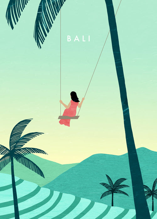 Arte para cozinha Bali: ilustração do balanço tropical