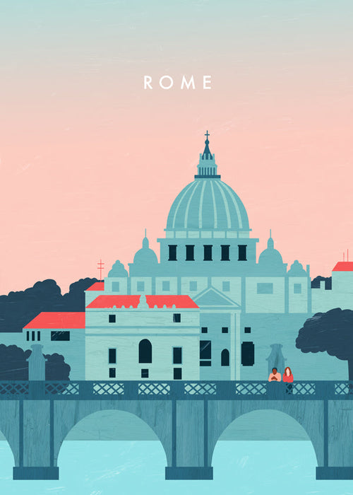 Quadro de cidades Roma tons pastel