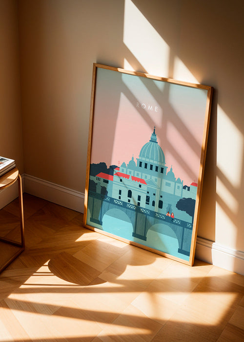 Quadro de cidades Roma tons pastel