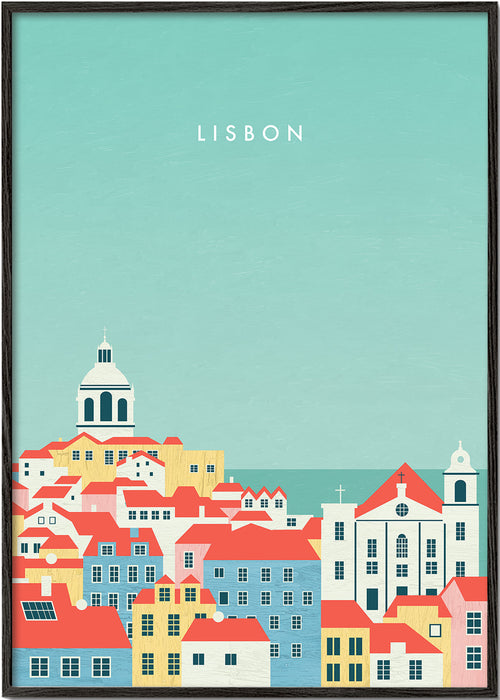 Quadro de cidades Lisboa ilustração costeira