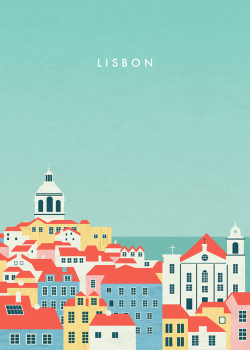 Quadro de cidades Lisboa ilustração costeira