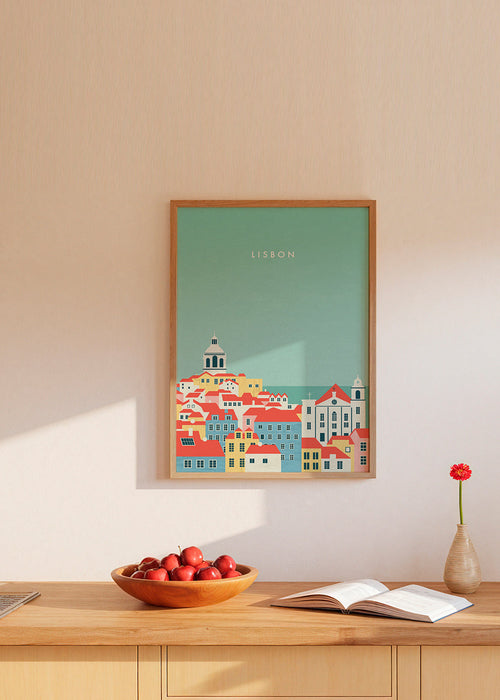 Quadro de cidades Lisboa ilustração costeira