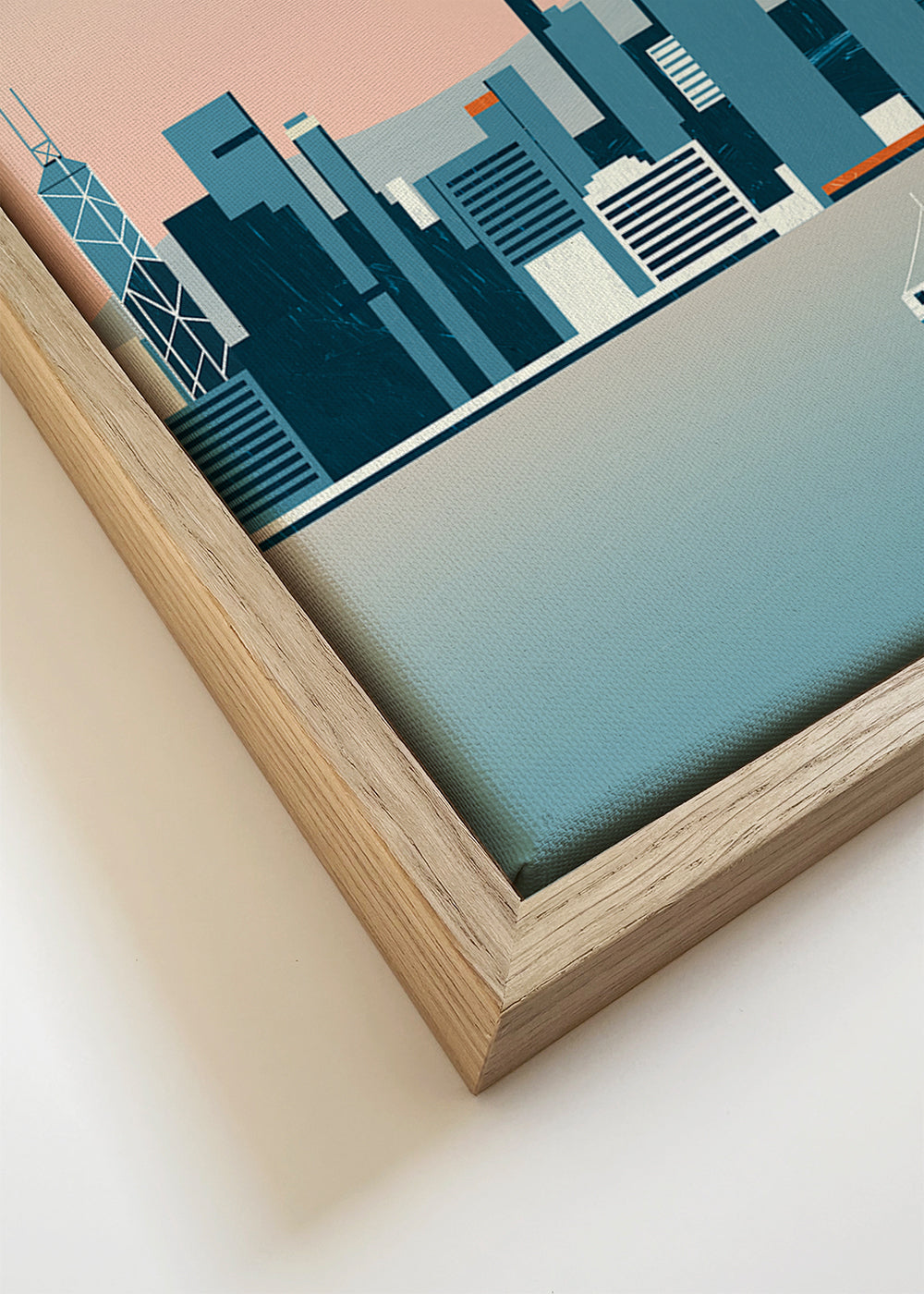 Arte para cozinha Hong Kong skyline ilustrada em tons azuis