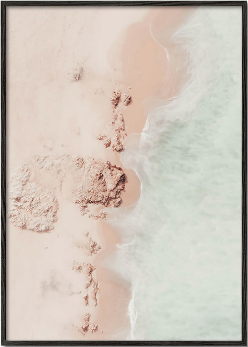 Arte paisagística: costa aérea com areia rosa
