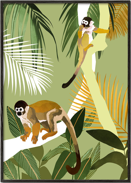 Ilustração de macacos na selva