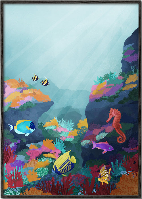 Arte para paisagem: recife de coral colorido