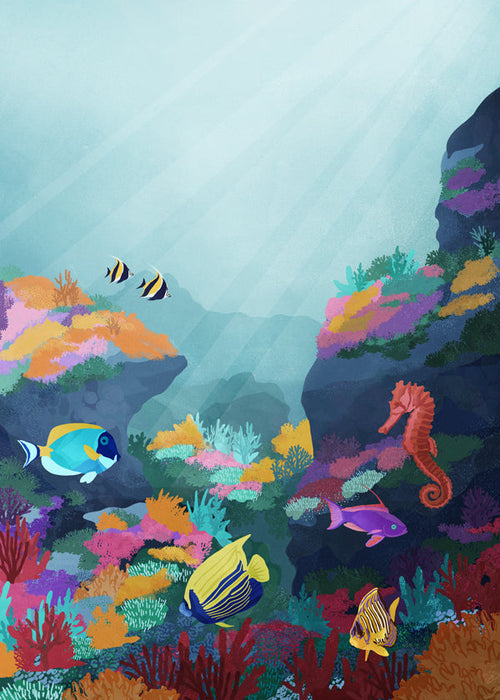 Arte para paisagem: recife de coral colorido