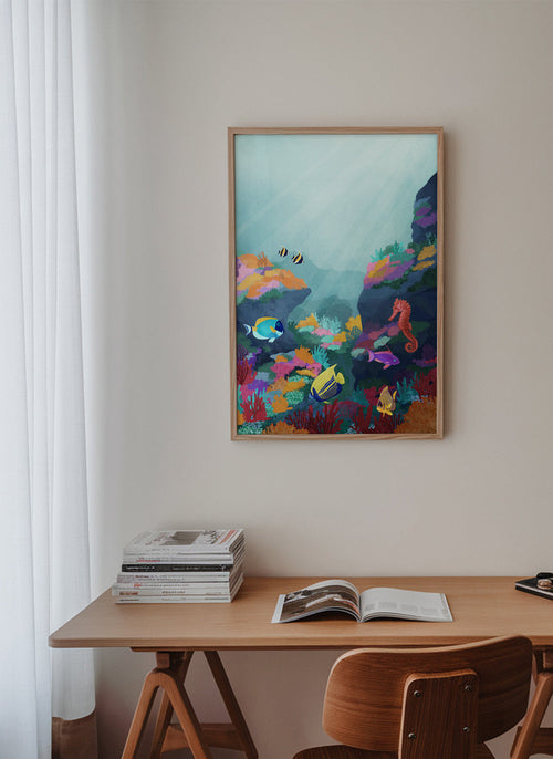 Arte para paisagem: recife de coral colorido