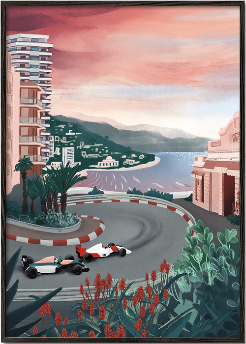 Quadro desportivo: curva costeira do circuito de Mónaco