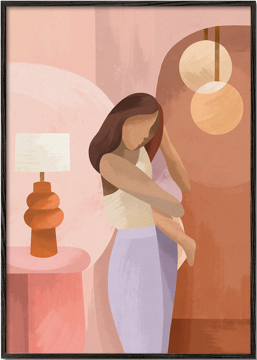 Ilustração materna em tons pastel