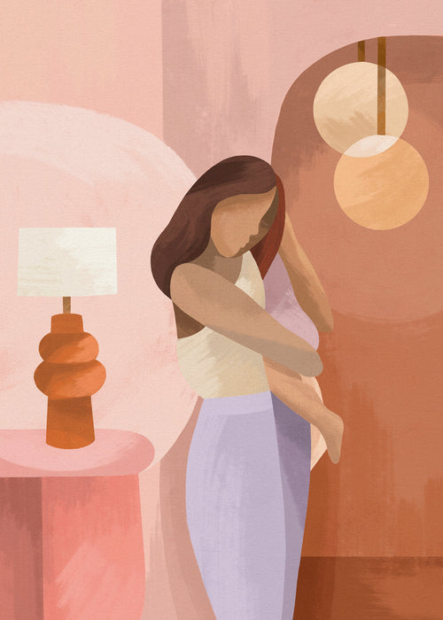 Ilustração materna em tons pastel