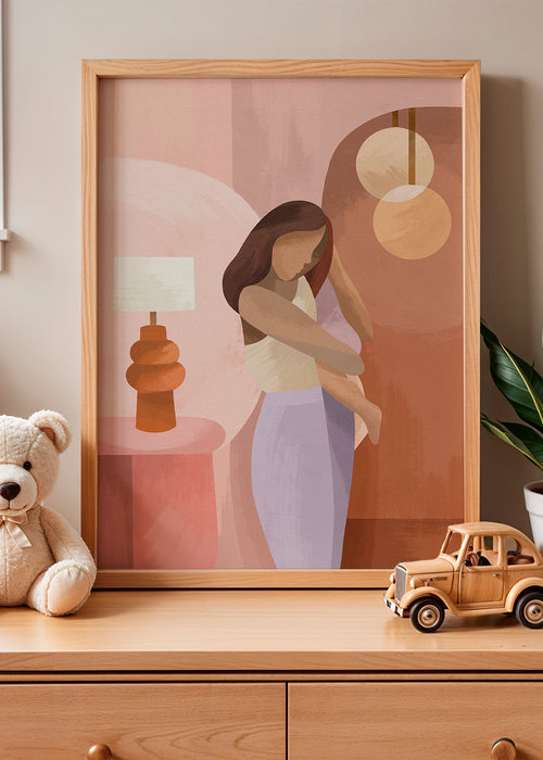 Ilustração materna em tons pastel