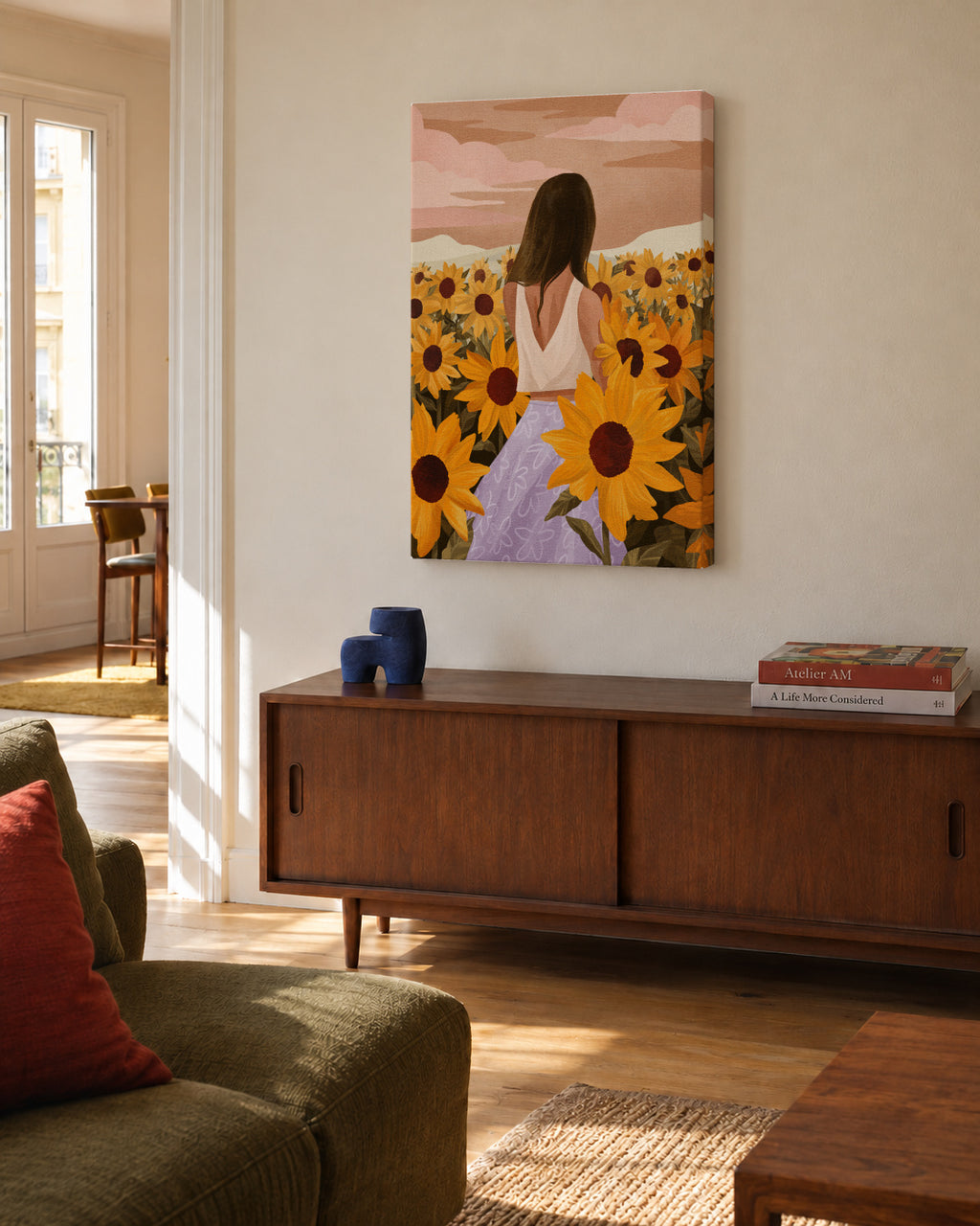 Sunflower Evenings - Unframed canvas in an interior