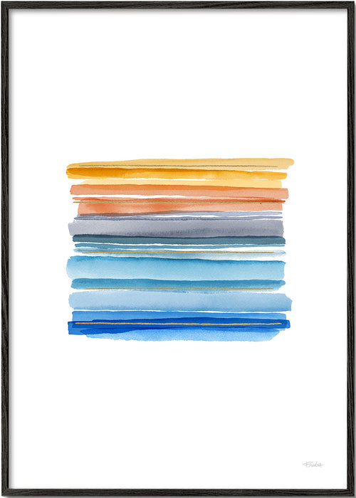 Quadro minimalista de riscas em aquarela