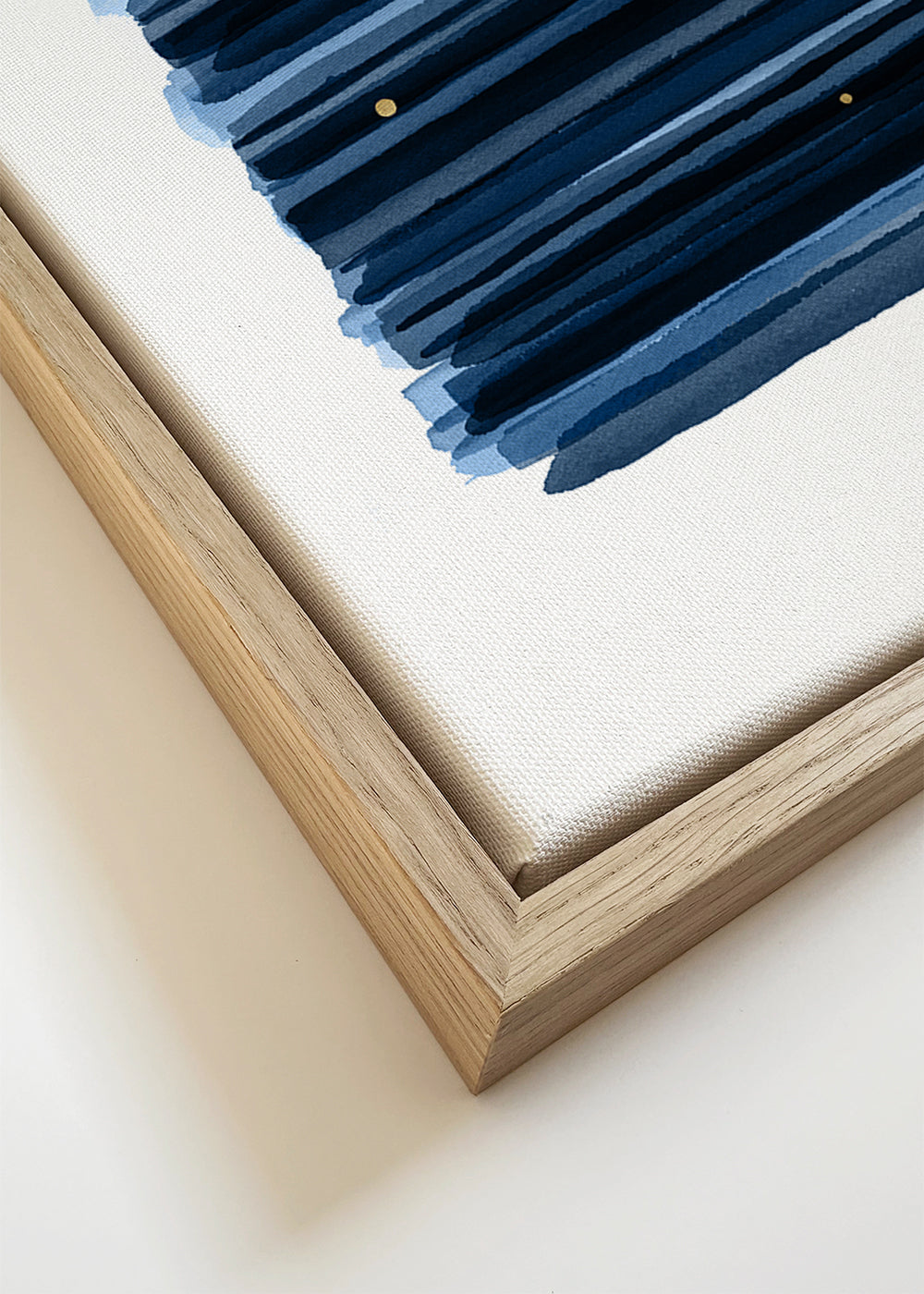 Obra abstrata azul com traços horizontais