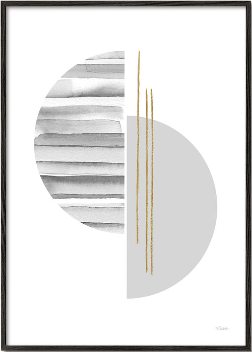 Quadro geométrico minimal com linhas douradas
