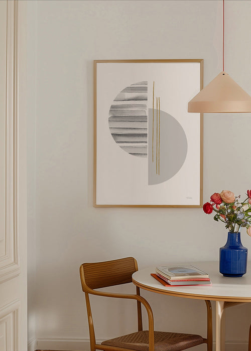 Quadro geométrico minimal com linhas douradas