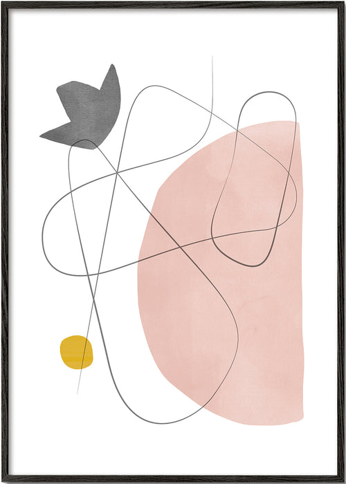 Arte abstrata rosa com traço linear