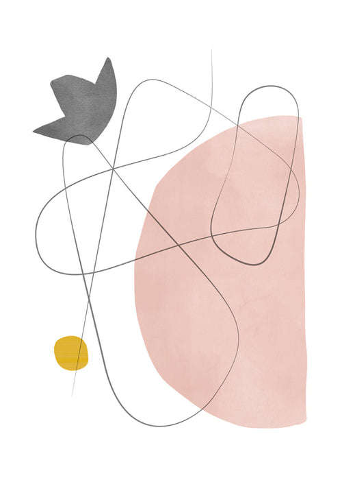 Arte abstrata rosa com traço linear