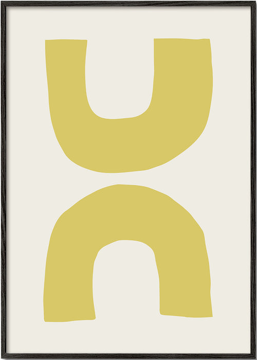 Quadro abstrato com arcos amarelos