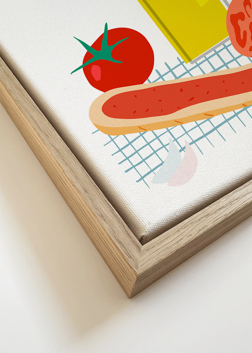 Arte para cozinha com pão e tomate ilustrado
