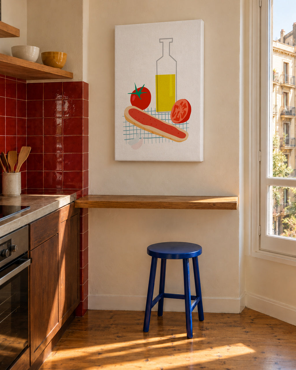 Pa amb tomaquet - Unframed canvas in an interior