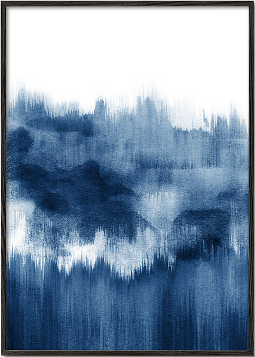 Quadro abstrato azul em aquarela vertical