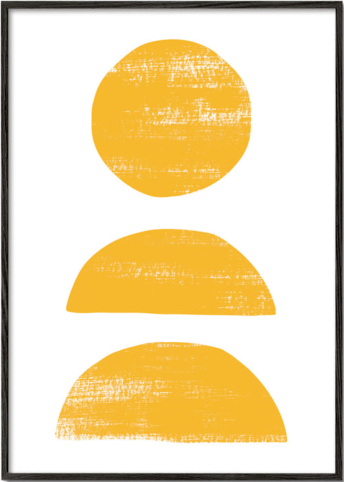 Design minimalista amarelo com formas empilhadas