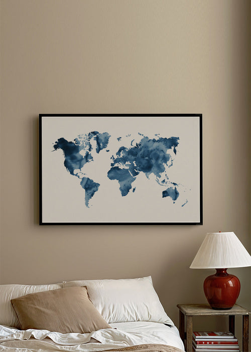 Arte para cozinha: mapa-múndi índigo
