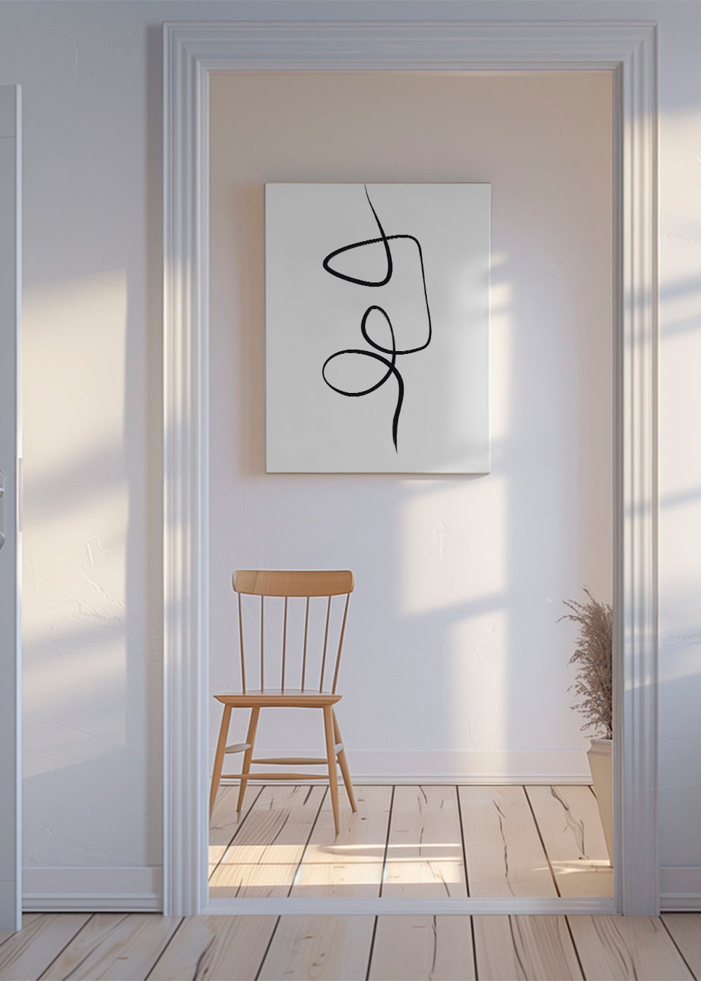Arte preto e branco com traço linear vertical