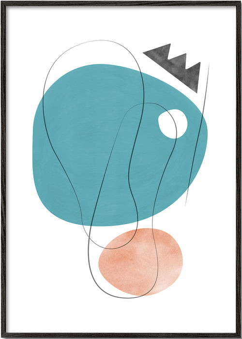 Arte abstrata com formas orgânicas turquesa