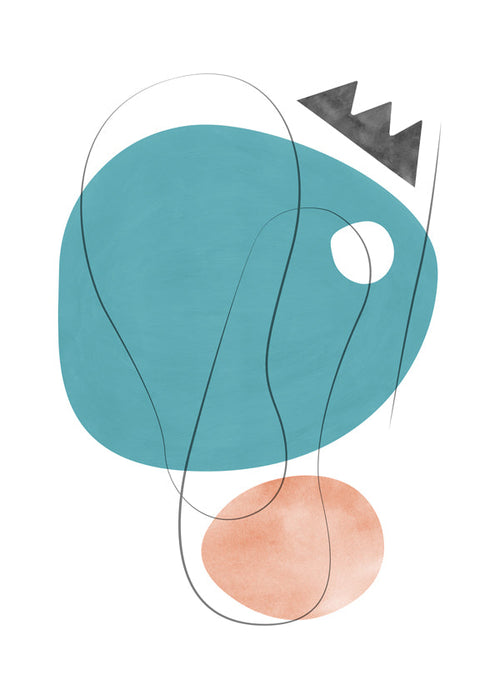 Arte abstrata com formas orgânicas turquesa