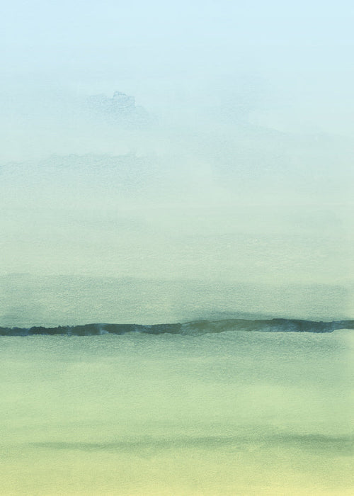 Quadro paisagem em aquarela com horizonte suave