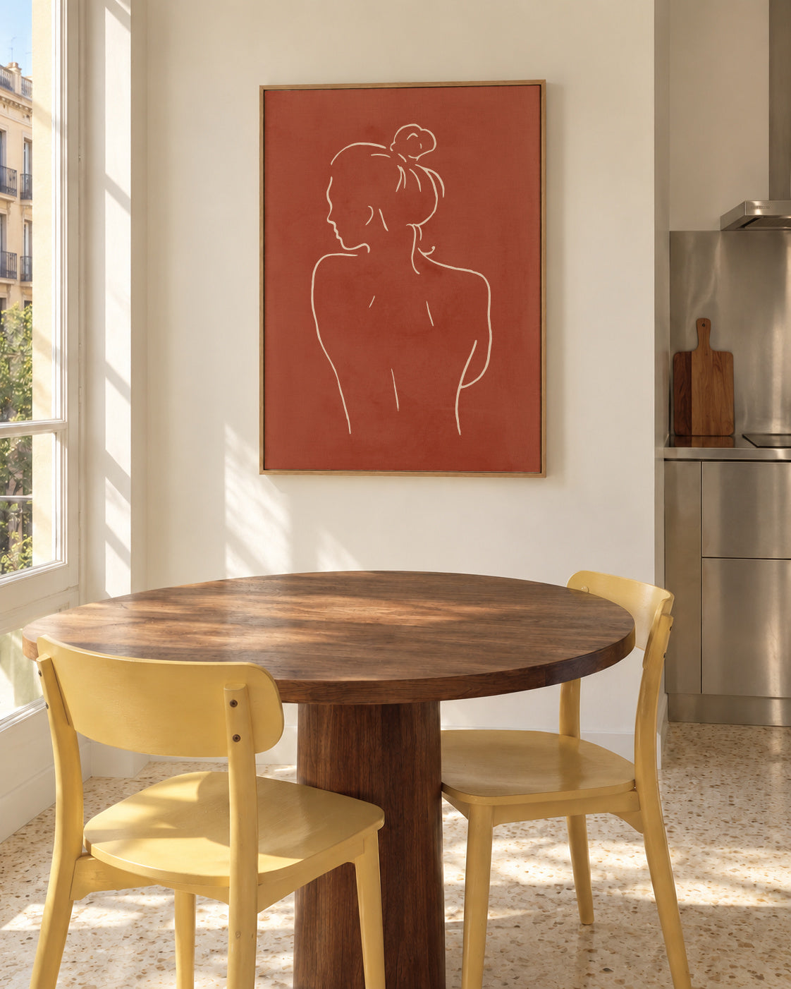 Body Sketch N 6 Sienna - Framed canvas in an interior