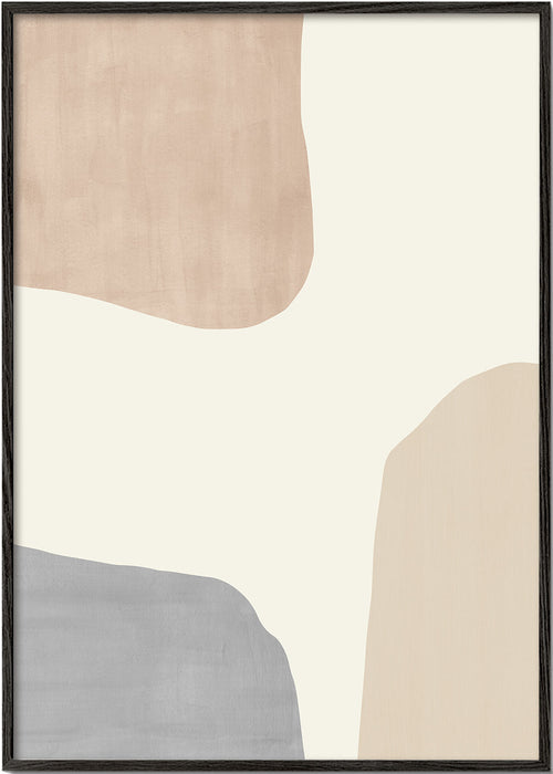 Arte abstrata com formas bege orgânicas